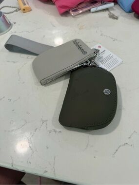 lululemon athletica Olive and Light Gray Wristlet Pouch with Strap